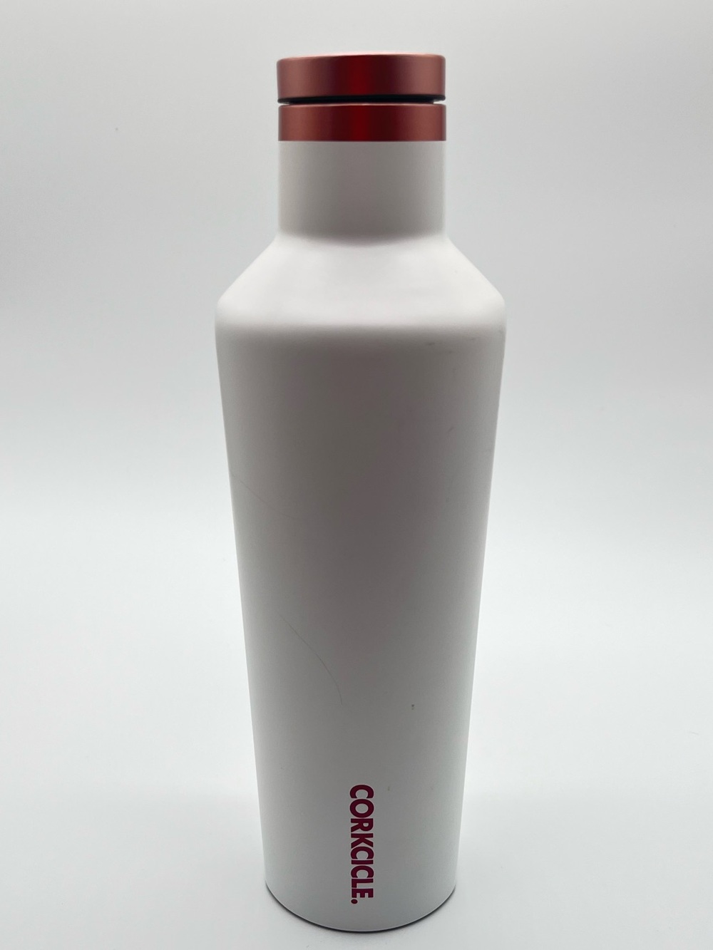 Corkcicle White Bottle with Metallic Rose Cap